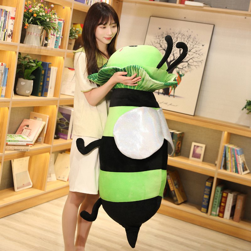 90 cm Söt kinesisk kål Bee Ladybug Plush Toy Högkvalitativ fylld docka Sovande cylindrisk kudde födelsedagspresent till barn