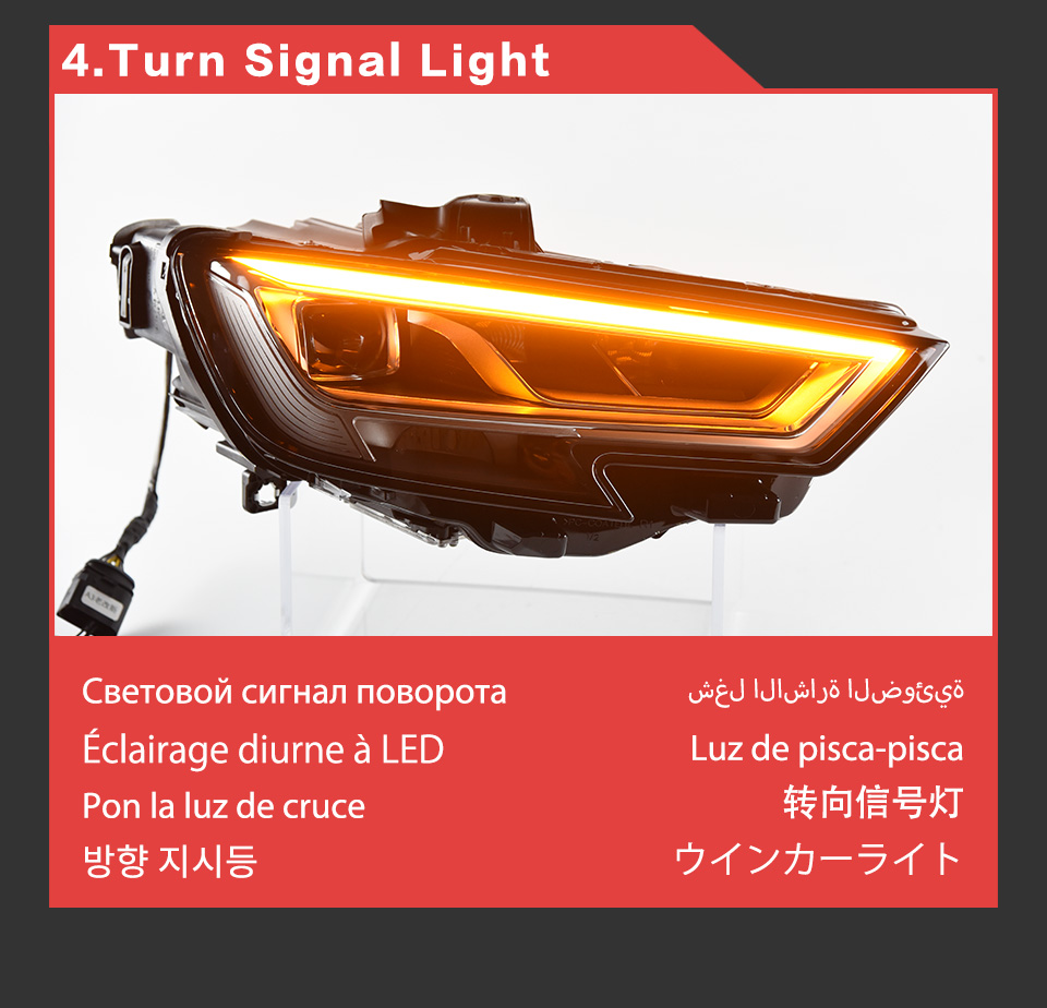 للمصابيح الأمامية Audi A3 S3 A3L LED المصباح الأمامي المصباح الأمامي التجميع النهار تشغيل الإضاءة الإضاءة إكسسوارات إضاءة الإشارة