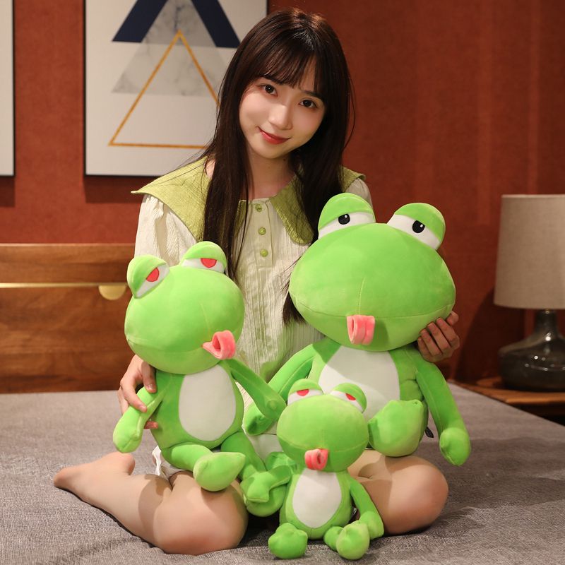 30cm-55cm Funny Tongue-rolling Frog Plush Toy Doll Soft Stuffed Animal Plushies Gifts for Child Girl High Quality