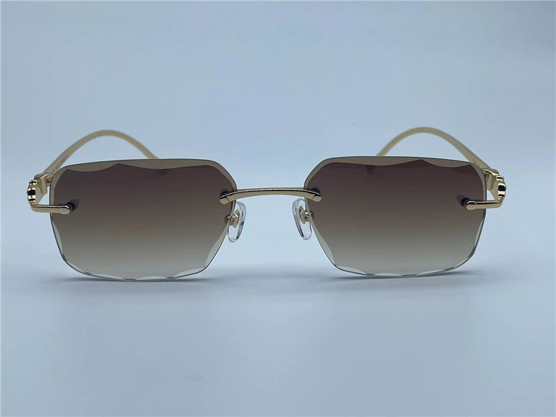 zonnebrillen vintage 563591 Men Design Frameless Cut Lenes Square vorm retro bril Retro -bril UV400 brillen goud licht kleurlens279o