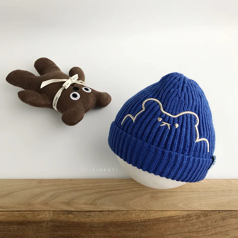 Cappello invernale bambini lavorato a maglia Orso di cartone animato Berretti con teschio Berretti caldi bambini Cappelli casual ragazze