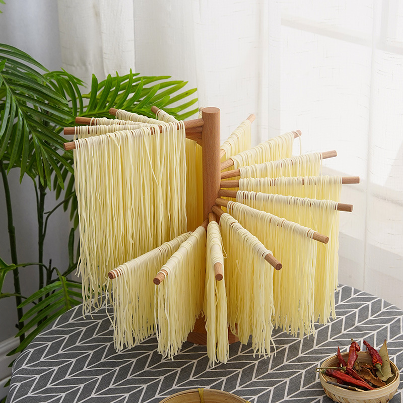 Naturlig hopfällbar träpasta torkställ hög quanlity Beechwood Noodle Stand LX5355