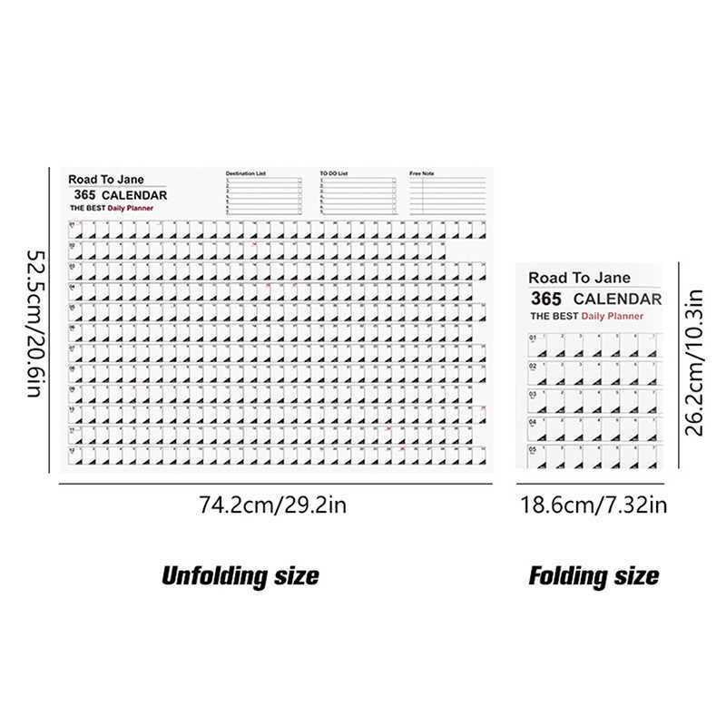 2023 calend￡rio Folha de planejador de cronograma di￡rio simples 365 dias para fazer a lista pendurada anual anual anual do organizador da agenda