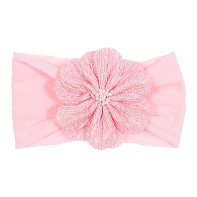 Fiore in tessuto rosa Neonate Fascia capelli Nodo fatto a mano Nylon Copricapo bambini Accessori capelli Puntelli foto