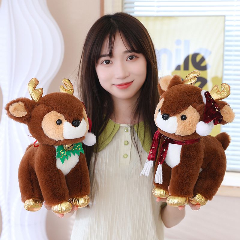 32cm Lovely New Christmas Elk Plush Toys Stuffed Soft Deer Gift Doll for Kids Children Xmas Home Decoration Ornaments