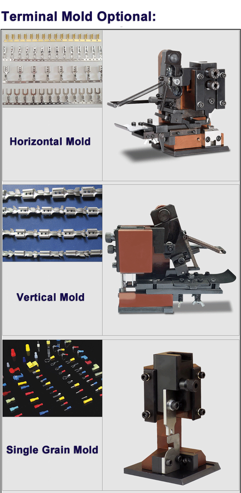 Machine de découpe de fil de fil SWT-608E 1,5T Terminal Terminal Toolt Tool Set Horizontal / Vertical / Single Grain Moule Facultatif