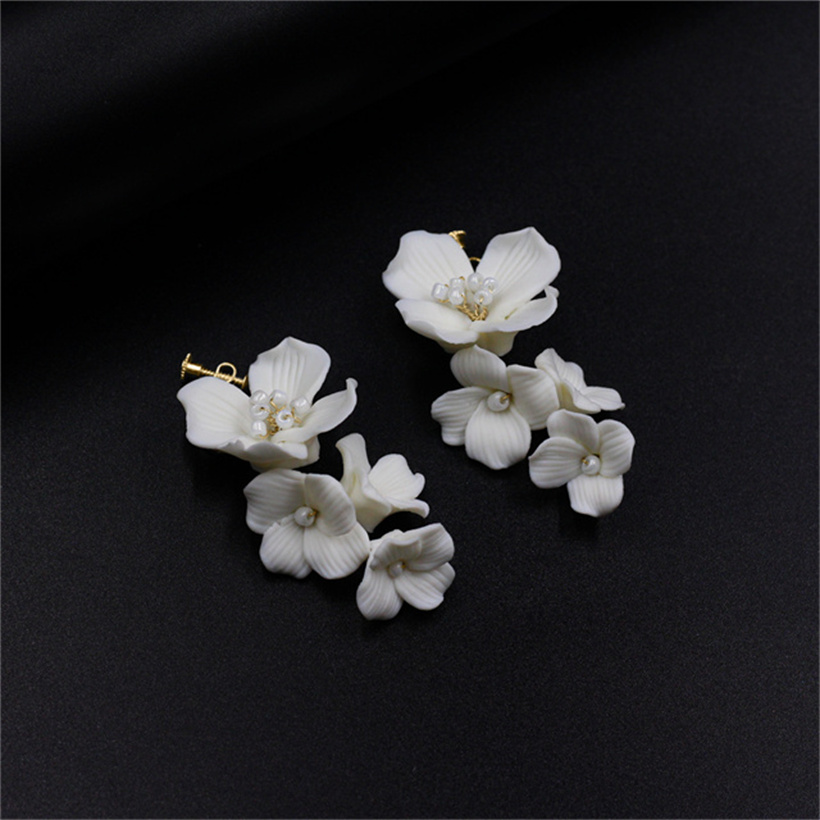 Hochzeit Braut Keramik Blume Blumen Stirnband Perle Haarband Krone Tiara Prinzessin Königin Festzug Kopfschmuck Haarschmuck Ohrringe Schmuck Set