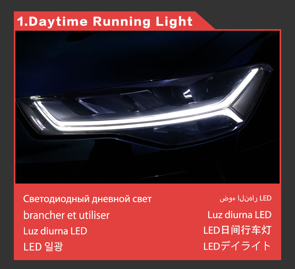 アウディA6車ヘッドライトLEDヘッドライトC7日中のライトフロントランプ照明アクセサリーダイナミックターン信号インジケーター