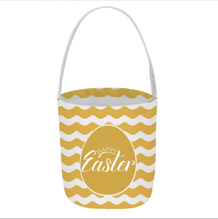 Easter Basket Bunny Bucket Bags New Cylinder Rabbit Gift Bag Striped Plaid Polka Dot Cartoon Canvas Storage Bag Eggs Kids Candy Totes Handbags BC240