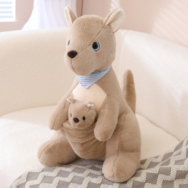 Novo filho fofo filho de canguru bruguys kawaii kangaroo travesseiro de pelúcia para crianças para crianças baby