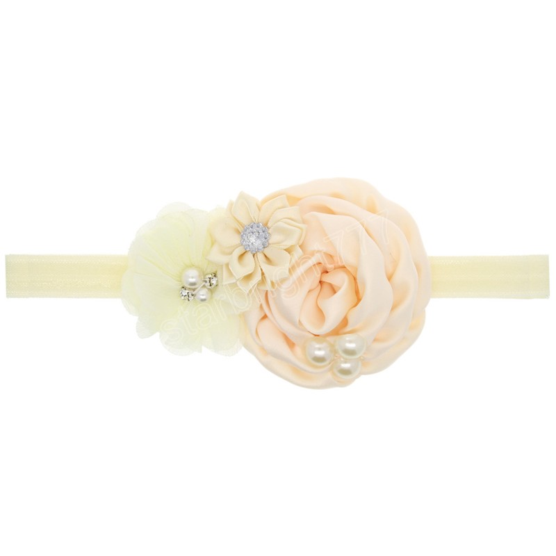 Elastico neonate fiore rosa fascia in chiffon nastro floreale con perla neonato accessori capelli bambini regali