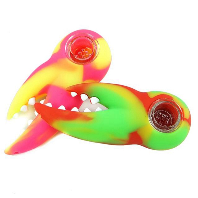 Pinze granchi Pinze artigli Pinze a forma di tubi Silicone colorato Erbe Olio tabacco Rigs Ciotola filtri fori di vetro Tubi portatili Fumo di sigarette Supporto mano Tubo DHL