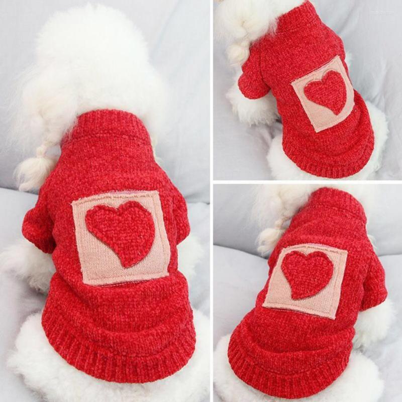 Vêtements pour chiens Pull Charmant Love Heart Motif convivial pour la peau 2 pattes hiver chaud chat pull décor robe pour animaux de compagnie Up2594