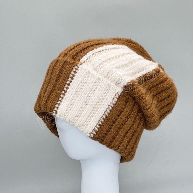 Koreansk vindt￤t hatt vinter varm tjock ull stickade hattar f￶r kvinnor tv￥ f￤rg skidlock skalle ull kepsar m￶ssor