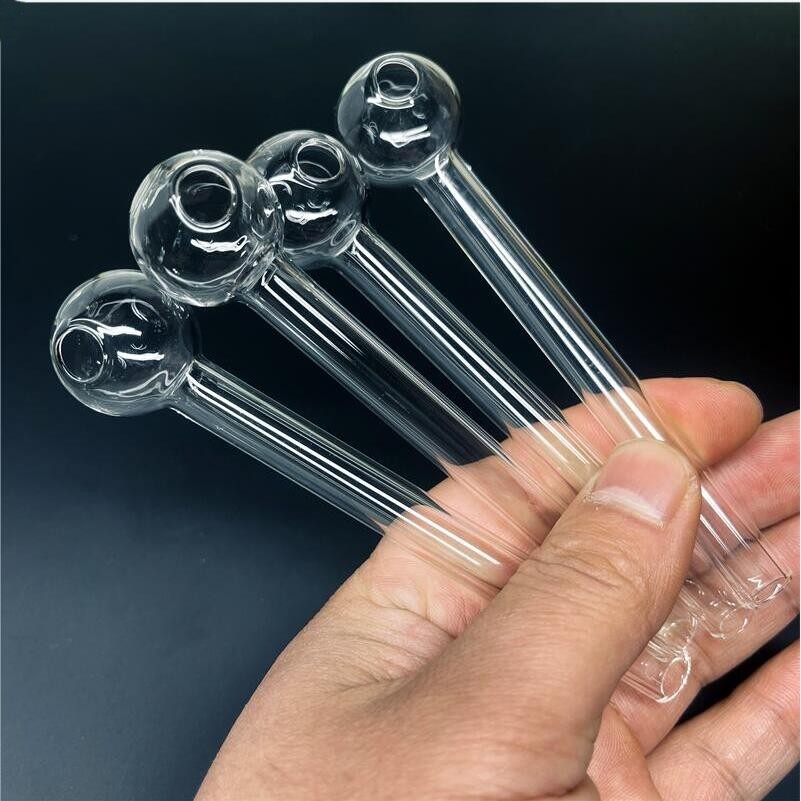 6,5 cm 12 cm Br￻leur en verre Pipe de tuyau mini-pyrex ￩pais Pipes fumeurs clairs Test de paille Br￻￨res de tube pour les accessoires d'eau