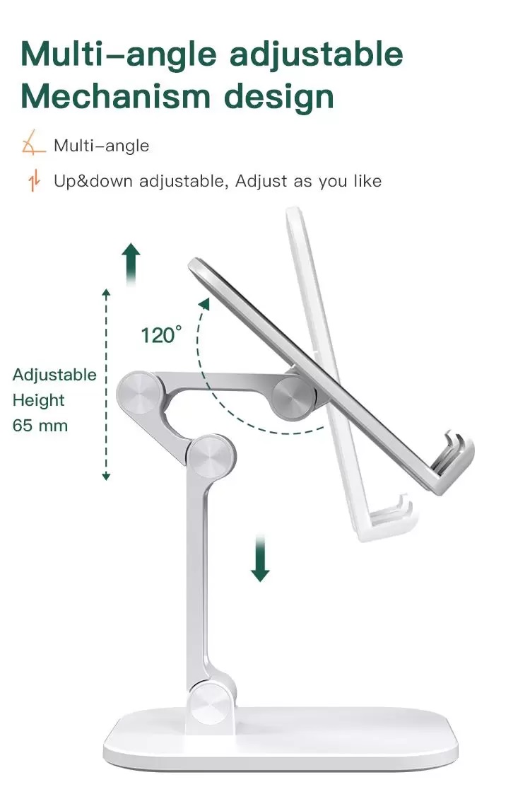 İPhone iPad için Evrensel Cep Telefonu Tutucu Destek Masası Stand Standı Ayarlanabilir Metal Masaüstü Tablet Perakende Kutusu ile