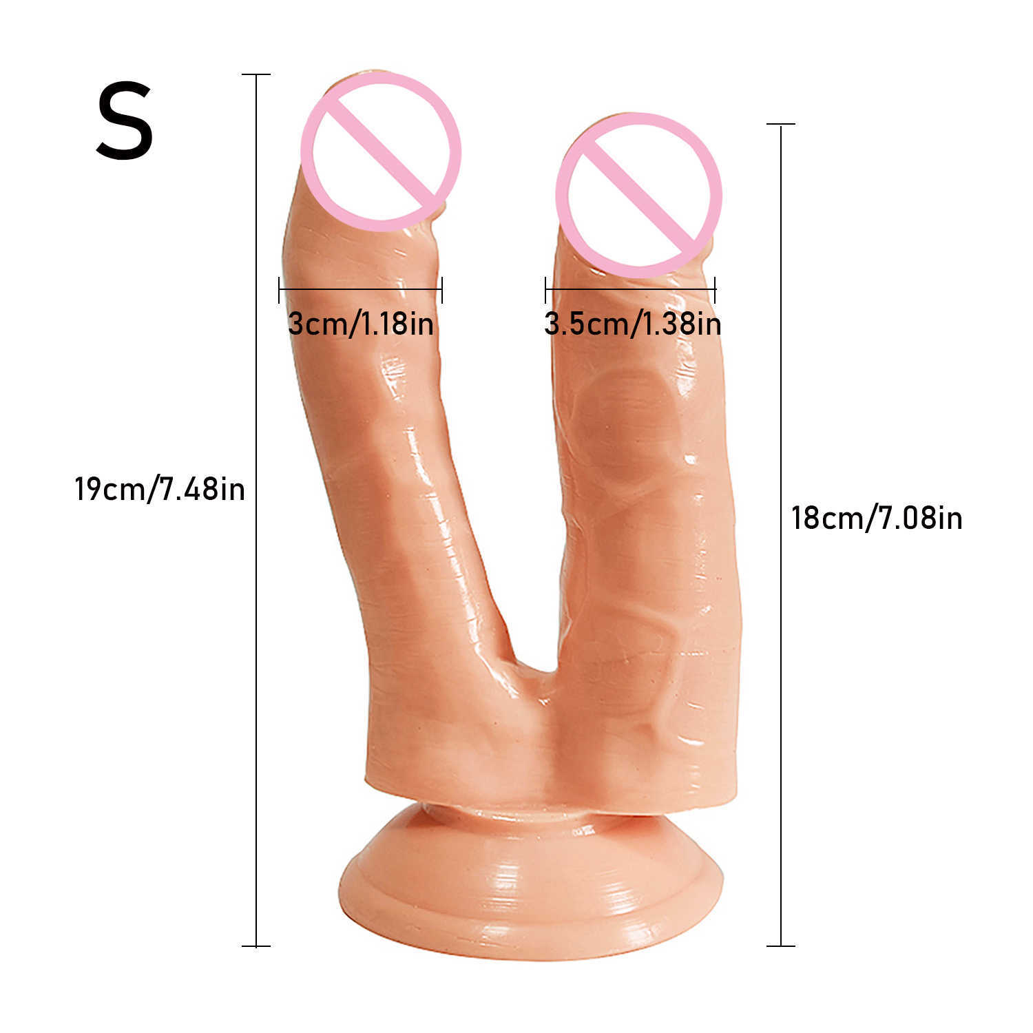 Skönhetsartiklar enorma dubbla dildos penetration vagina och anus mjuk hud känner penis ledd phallus sexiga leksaker för kvinnor onani