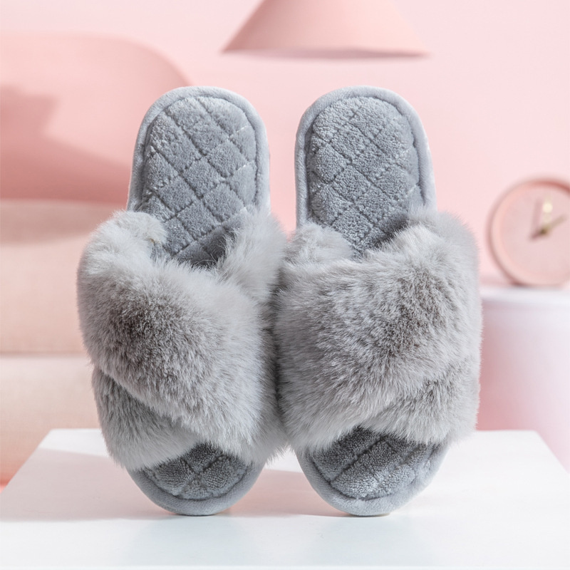 Hemskor ￶ver gr￤nsen till Amazon PVC Vinterkvinnor tofflor Plush Floor Cotton Shoe Indoor Home Warm Woolen Slipper Factory Direct Sales