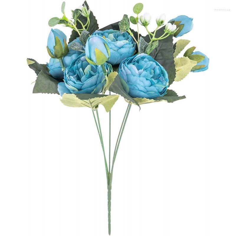 Fleurs décoratives Arrangements artificiels Vintage Peony Lily Bouquets Faux Floral Decoration For Home Wedding Office Party Cemete291T