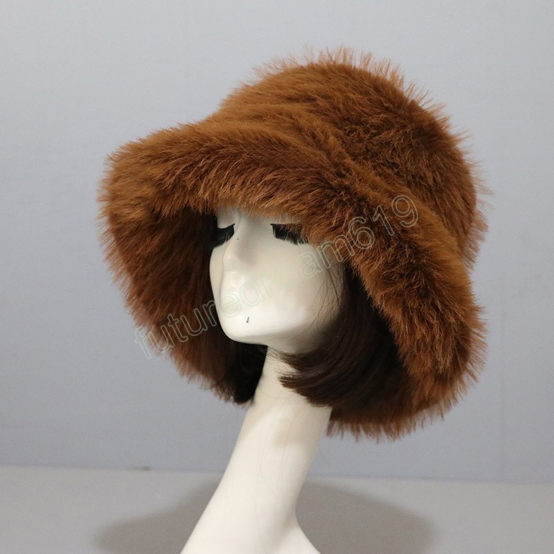 Winter warme faux bont emmer hoeden voor vrouwen buitenkappen zachte fleece visser cap donzige oorwarmer ski vakantiehoeden