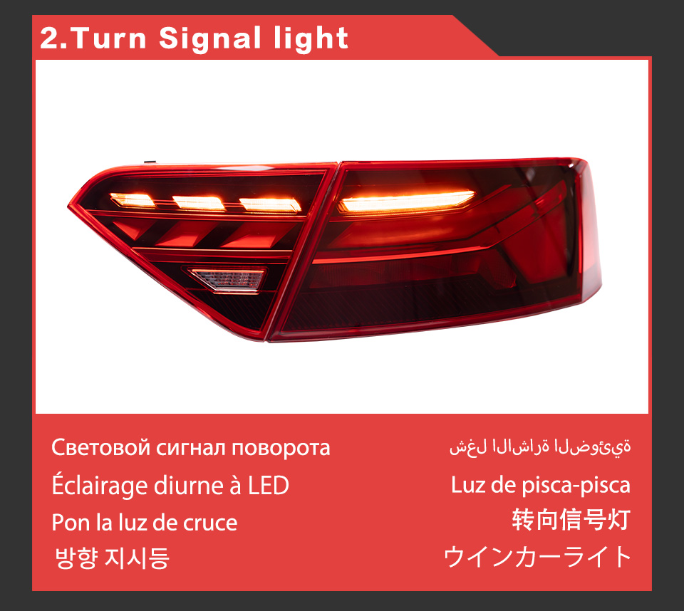 자동차 LED 테일 라이트 어셈블리 리버스 주차장 러닝 리버스 리어 램프 A5 TAILLIGHTS 동적 스 트리머 턴 신호