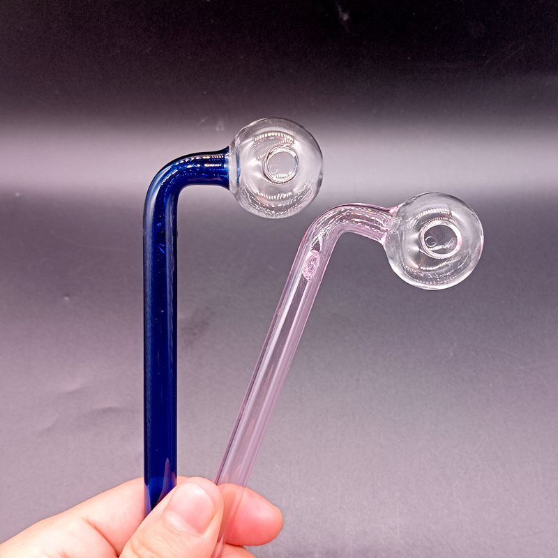 Curved glass oil burner colored bubble rod glass bong with different colored glass water pipe balancer for smoking tobacco hay huckleberry water pipe