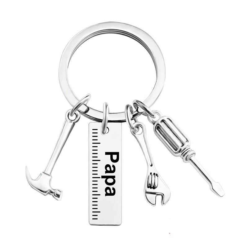 Keychains 해머 드라이버 렌치 아빠 도구 아버지의 날 선물 조각 금속 키 체인 아빠 선물