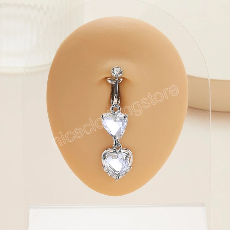 Heart Fake Belly Button Ring Fake Belly Piercing Heart Clip On Umbilical Navel Fake Pircing Cartilage Earring Clip