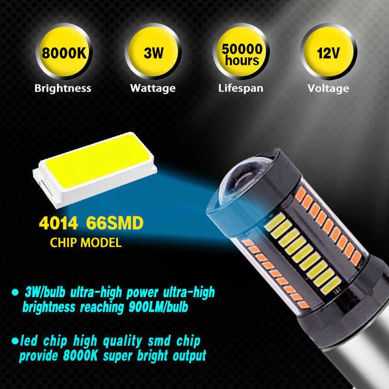 3157 S25 LED Car Bulbs 1157 7443 P27 7W Turn Signal BAY15D 4014 66SMD White/Amber Dual Color Switchback Auto Light Lamp DRL