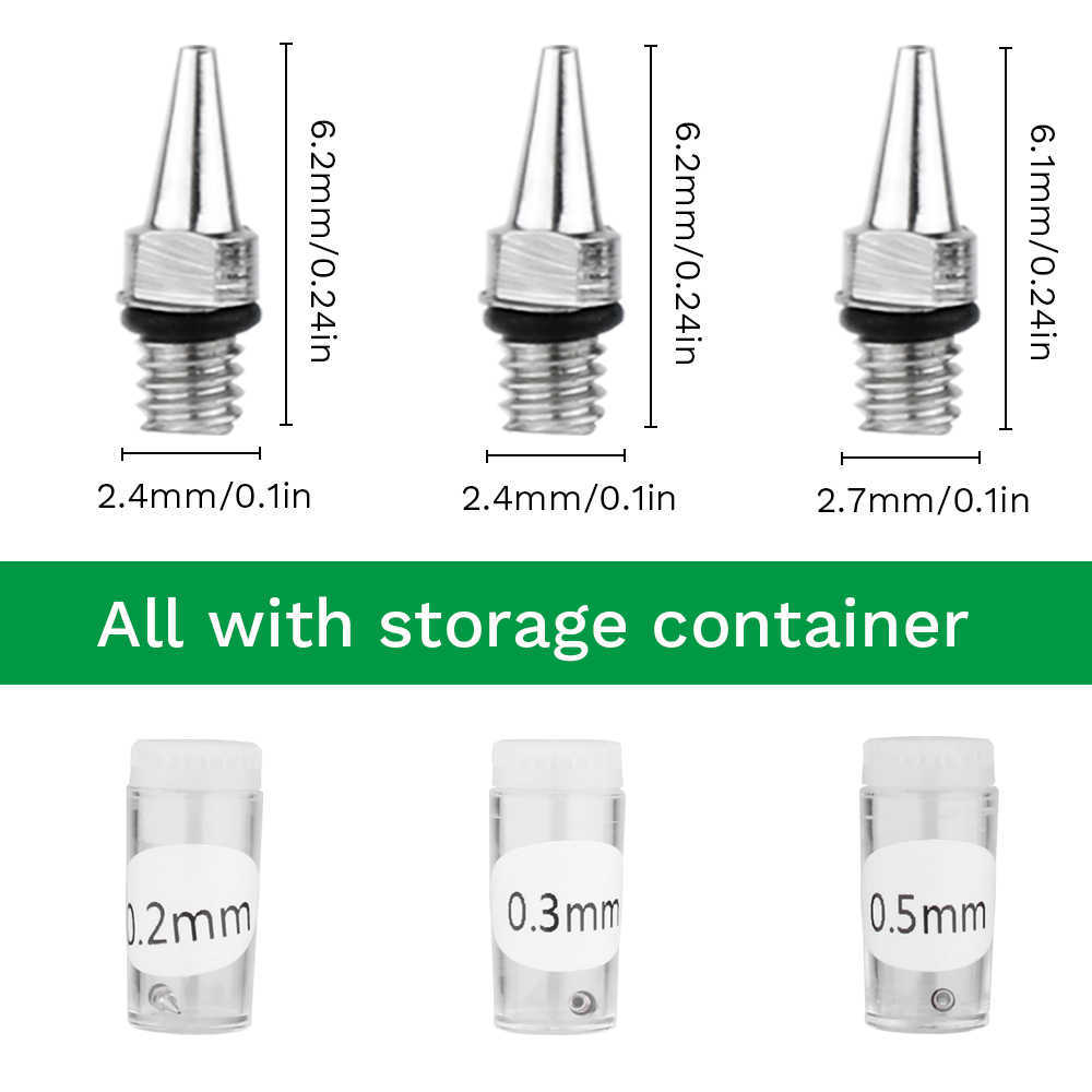 0,2 mm 0,3 mm 0,5 mm airbrush -mondstuknaalddop vervangingsonderdelen voor spuitspuitspuitaccessoires