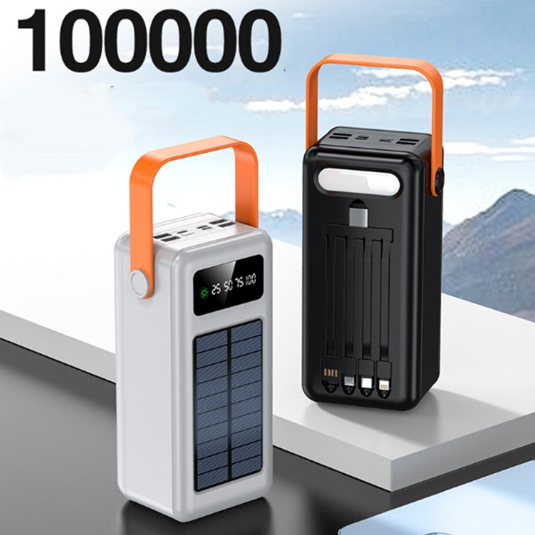 Super Capacity Chargers 150000 mAh A fonte de alimenta￧￣o m￳vel para viagens ao ar livre vem com o cabo de dados Primeiros socorros de socorro de banco solar l￢mpada de acampamento movida a energia solar