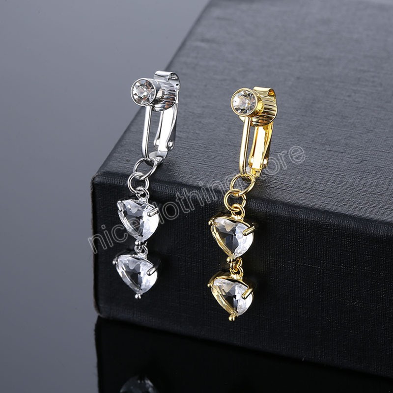 Heart Fake Belly Button Ring Fake Belly Piercing Heart Clip On Umbilical Navel Fake Pircing Cartilage Earring Clip