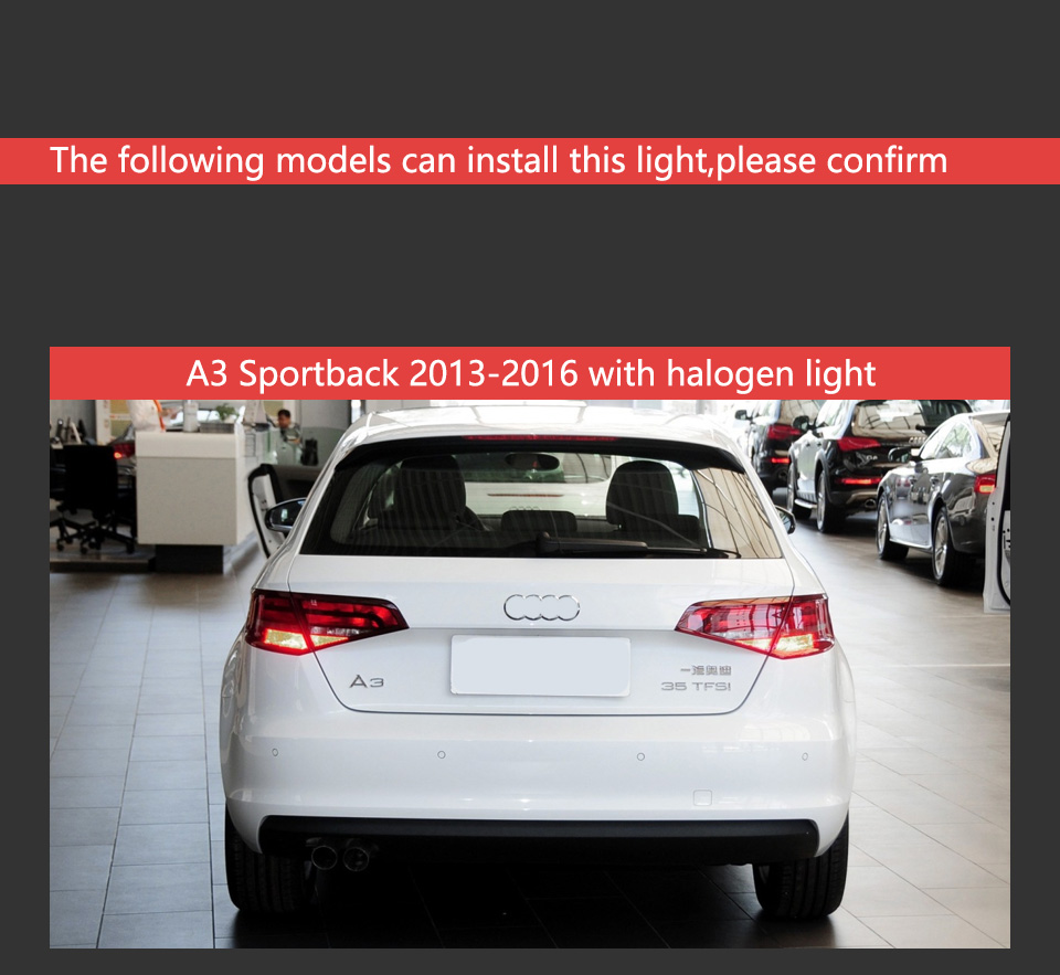 Audi A3 S3 LED 자동차 테일 라이트 어셈블리 스포츠백 해치백 LED 후면 램프 브레이크 리버스 주차장 주차 조명