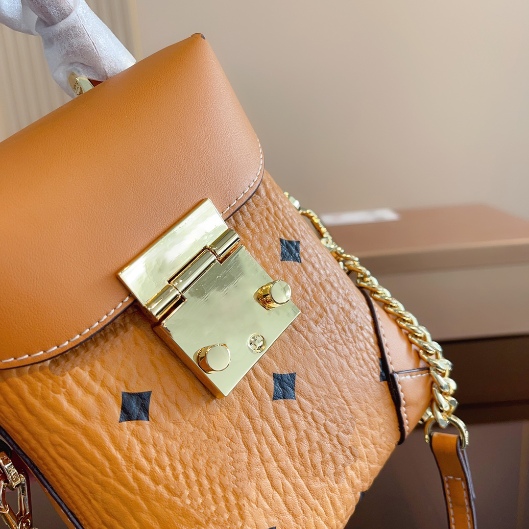 Softberlin Collection sac à bandoulière frites chaîne sac Cognac M famille Mini bandoulière en cuir garniture 2023 à la mode sac à main pour femmes