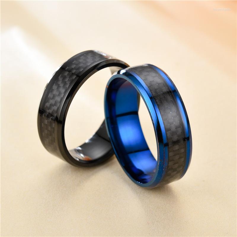 Wedding Rings 8MM Men's Tungsten Carbide Silver Color Ring Inlay Black Carbon Fiber Band For Mens Party Fashion Jewelry Gift S250T