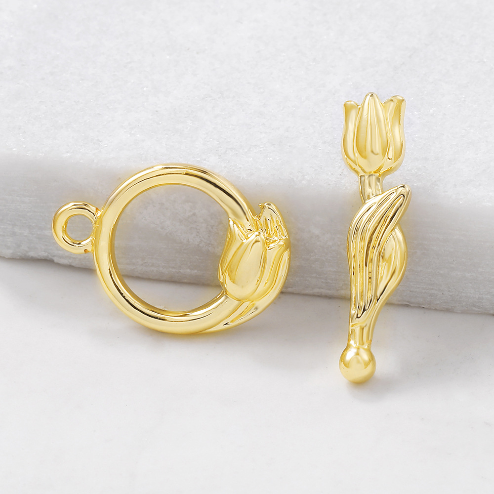 Gold Plated Rose Toggle Clasps for Necklace Bracelet DIY Jewelry Making Supplies