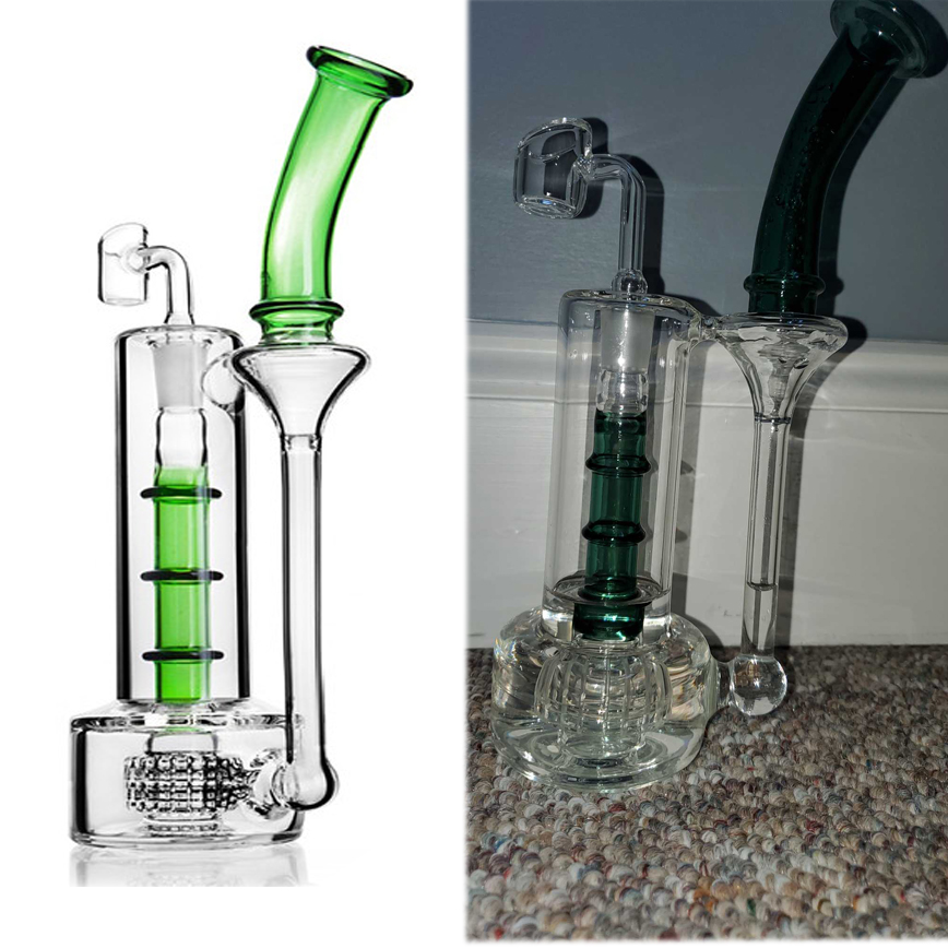 Narghilè Bong unici Boccaglio piegato bong acqua in vetro con percussione senza stelo fumare tabacco piattaforme petrolifere dabs fumo pipa ad acqua dabber 12.2 ''