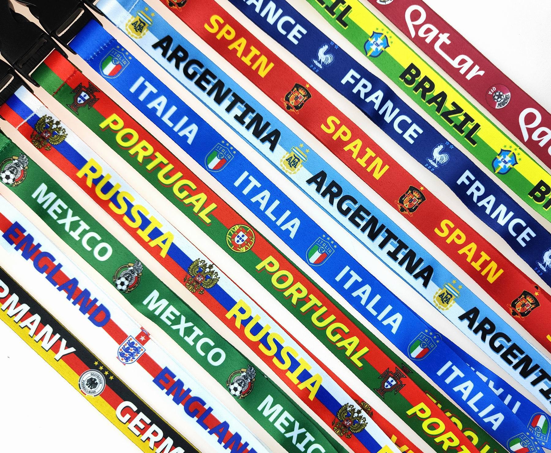 Wereldbeker nationaal voetbalteam lanyards sleutelhanger mobiele telefoon kleding lanyard afneembaar onder keychain voor iPhone -camerakandbadge