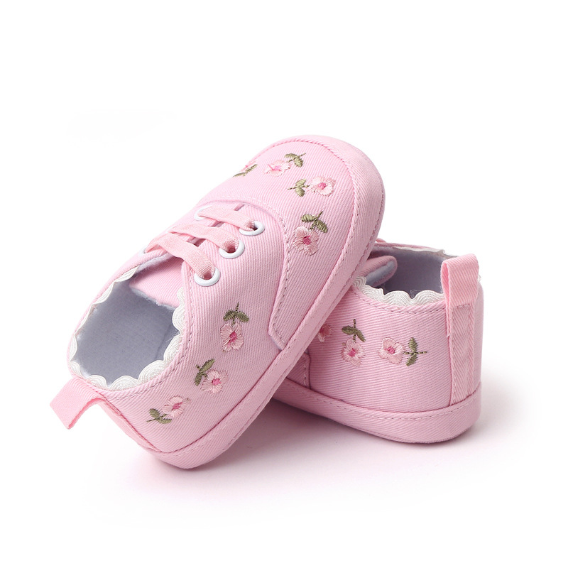 Baby Girls Shoes First Walker Kids Girl Crib Shoes Newborn Flower Embroidery Soft Sole Prewalker Sneakers