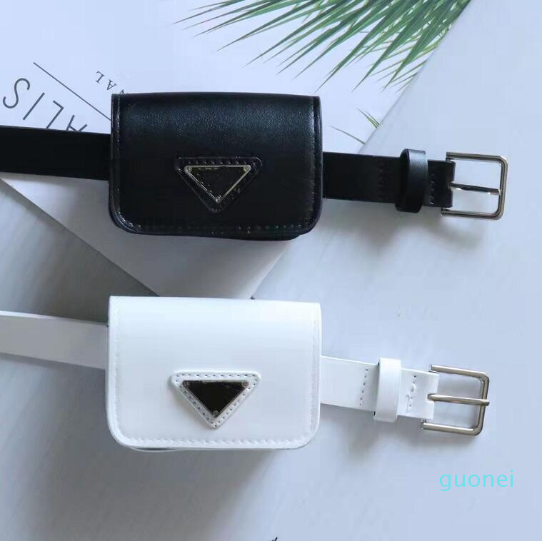 Diseñador-Diseñador Neutral Lujo PU Bolsas de cintura de cuero Cinturón negro Bolsa Moda Geometría Triángulo Letra Mini Bolsa casual Moneda Purs285v