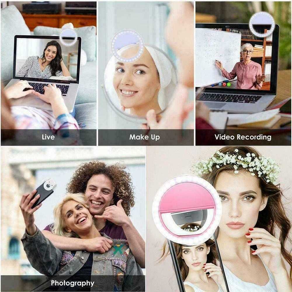 USB Ladung Led Selfie Ring Licht Handy Objektiv LED Selfie Lampe Ring für iPhone für Samsung Xiaomi Telefon Selfie Licht1573176