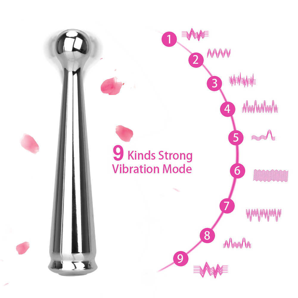 Skönhetsartiklar 9 Speed ​​Metal Vibrator Sexiga leksaker för kvinnor Maturbator Shop USB Laddning G-Spot Clitoris Stimulator Vuxen Erotiska produkter