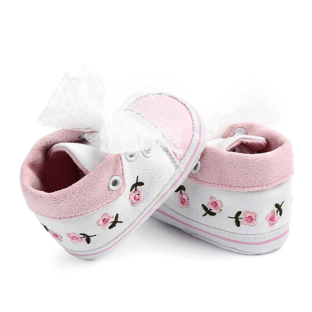 Nieuwe lente pasgeboren baby first walkers schoenen baby canvas kant kinderen laarsjes kinderen meisjes mocassins schoenen