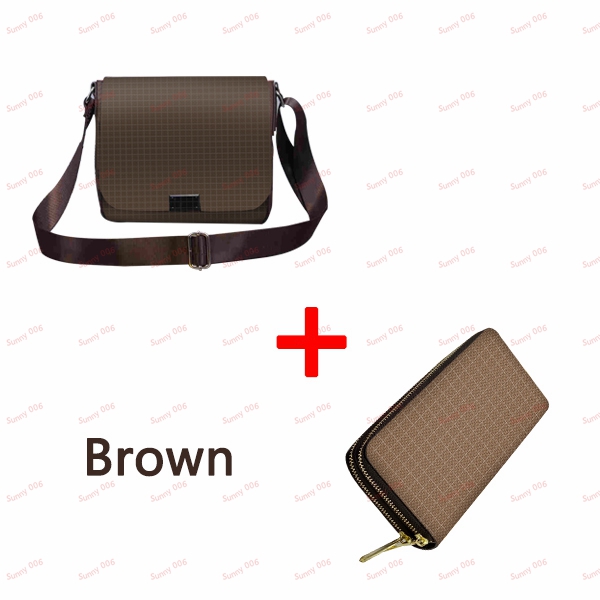 Two Piece Shoulder Bag Designer Bags Luxury Cross Body Bag Fashion Briefcase Long Wallet Brown And Black Grid Purse Double Zip Wallets