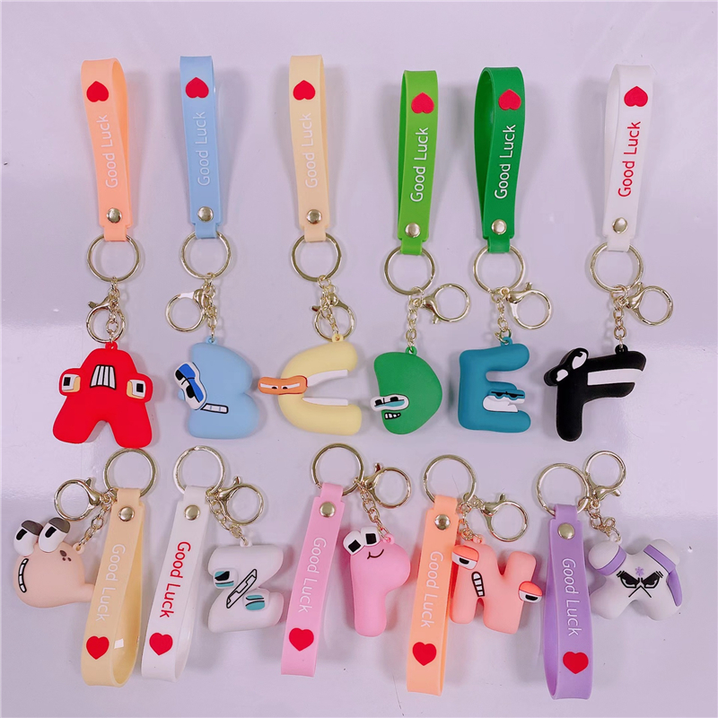 Personagens de anime Alfabeto Lore Chaveiro Charm Letras em inglês Novo pacote Charms Brinquedos para crianças 11 estilos