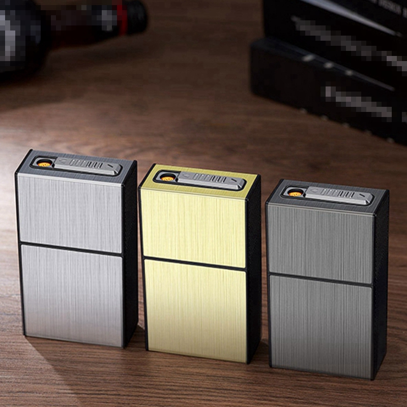 Latest Multi-function Colorful Cigarette Case USB Lighter Kit Shell ABS Plastic Aluminum Innovative Design Smoking Storage Stash Box Container