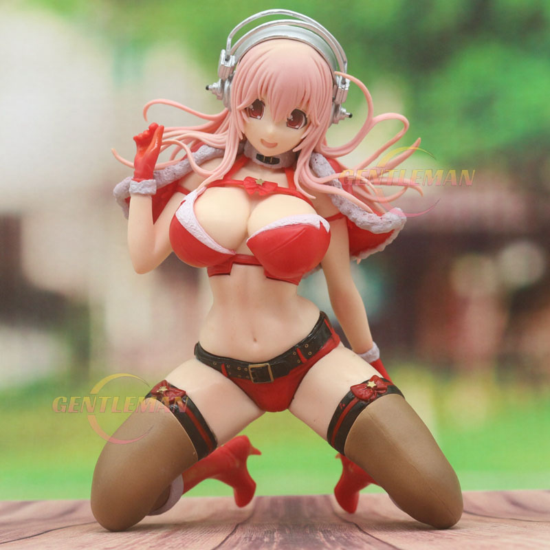 Finger Toys Super Sonico Kneeling Christmas Ver Sexy Japanese Anime Girl 17cm PVC Action Figure Adult Hentai Collection Model Doll Toys Gift