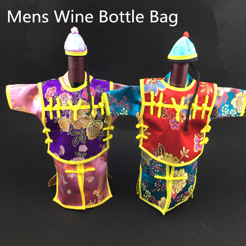 De bolsas decorativas para botellas de vino con capucha de estilo chino, fundas antipolvo para bodas y Navidad, adornos de mesa, bolsa de brocado de seda