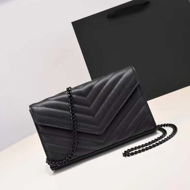 Lyxdesigner Kvinna Väska axelväskor med låda äkta läder handväska kvinnor messenger cross body handväska plånbok kedjor kaviar
