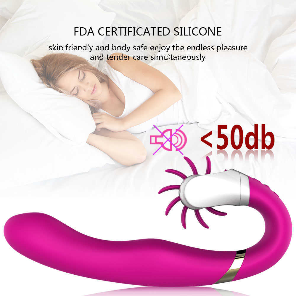 Sk￶nhetsartiklar 10 hastigheter stum rotation dildo vibratorer fitta massager tunga slickar oral sexig leksak f￶r kvinnor klitoris stimulator vuxen produkt